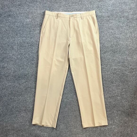 Footjoy Pants Mens 36 Light Beige Flat Front Lightweight Performance Golf Chino - Picture 2 of 13